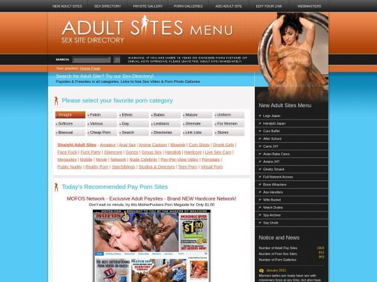 Adult Sites Menu